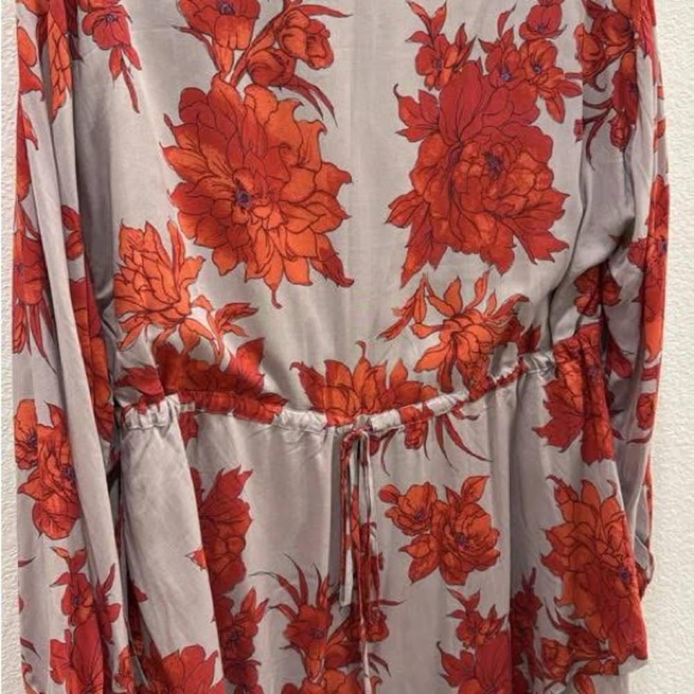 Free People Red and Gray Floral Mini Dress